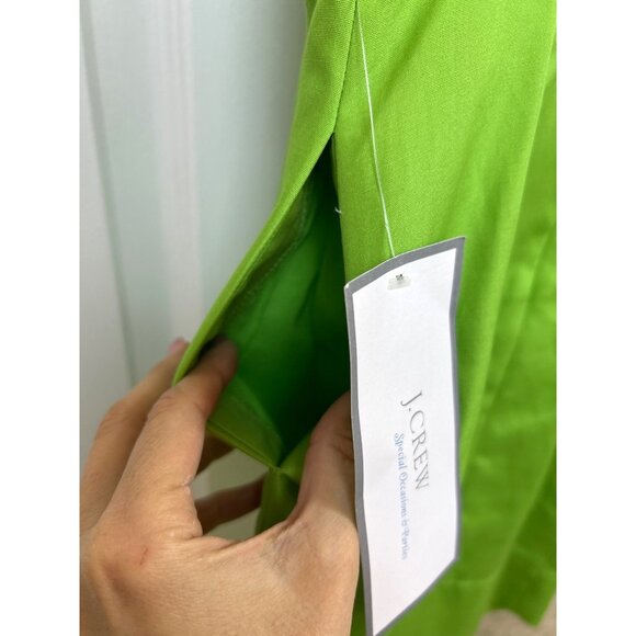 J. Crew Lime Green Strapless Cotton Summer Party Cocktail Mini Dress w/ Pockets - Picture 7 of 13